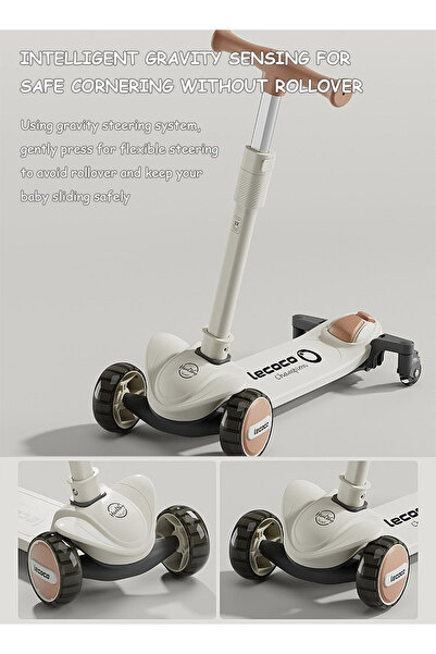 Ma Baby 3-in-1 Kids Kick Scooter with Light up Wheels, for 1-12 years Boys and Girls