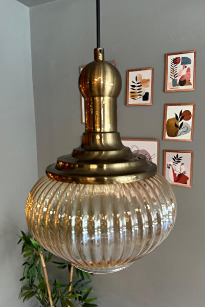 Bamyum Ruiz Cam Bal Rengi Uzun Eskitme Tokmak Başlık Başlık Retro Sarkıt Lamba Restoran Salon Aydınlatma