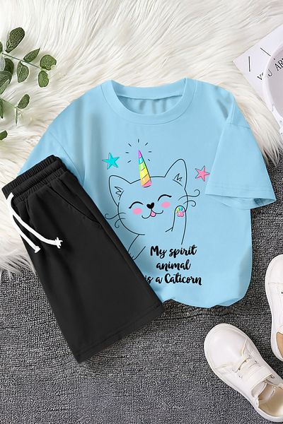 MYADA Premium Caticorn Animal Printed 2-Piece Children's Set 22436