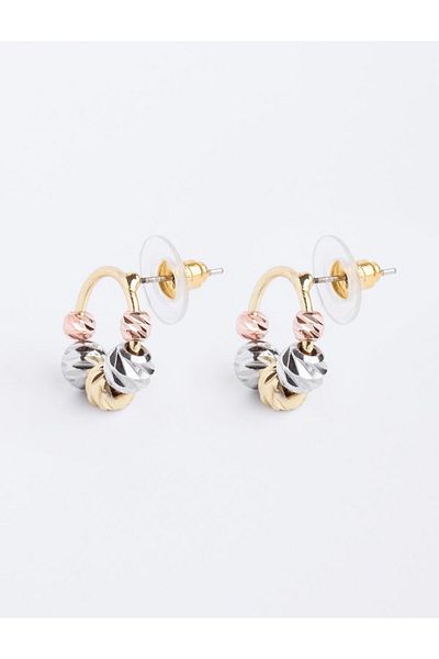 Jimmy Key Mixed Metal Ball Detailed Hoop Earrings