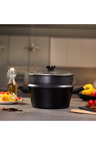 ROYALFORD طاجن 24 سم مع مكواة بخار RF12623 من الألومنيوم المطاوع مع طلاء جرانيت غير لاصق