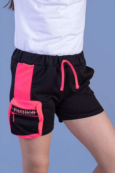 Toontoy Girl's Neon Matching Bag Detailed Shorts