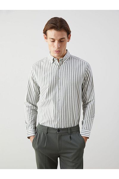 LC Waikiki Ανδρικό πουκάμισο με μακρυμάνικο ριγέ LCW Regular Fit