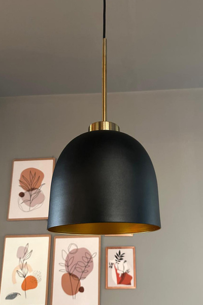 Bamyum Deep Siyah Ince Eskitme Ufo Başlık Tekli Avize Sarkıt Salon Mutfak But...