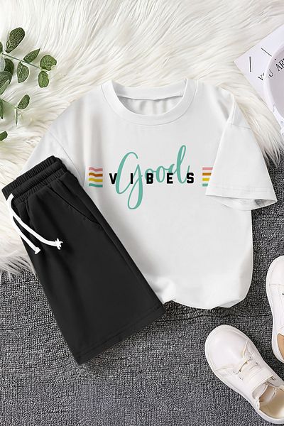 MYADA Premium Good Vibes Printed 2-Piece Children's Suit 22435