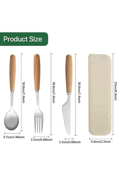 COOYA 4Pcs Portable Cutlery Set, Knives Fork and Spoon Set for Lunch Box, For Travel Picnic Hiking Office
