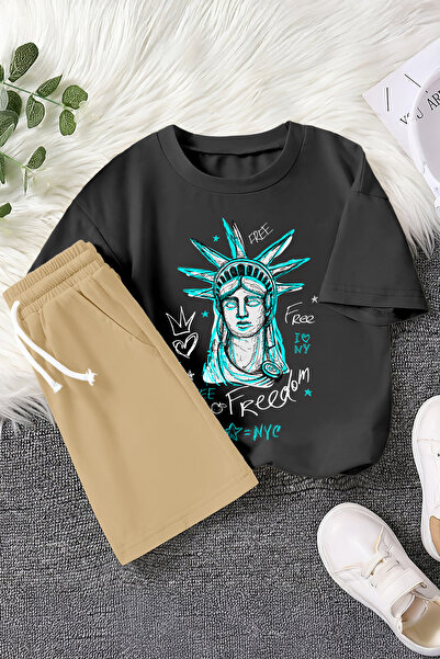 MYADA Пам'ятник свободи Freedom Unisex з принтом, дитячий комплект, 2 предмет...