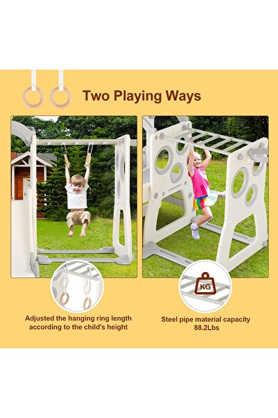 Ma Baby 6 in 1 Toddler Slide, Freestanding Slide for Kids w/Basketball Hoop, Climbing Ladder HT-111