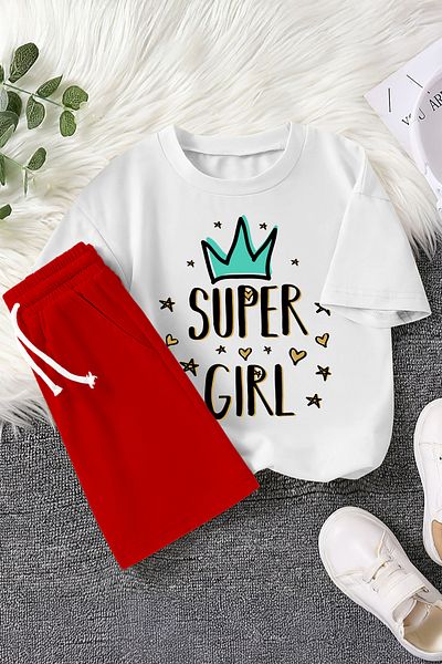 MYADA Premium Super Girl Printed 2-Piece Children's Set 22437-3
