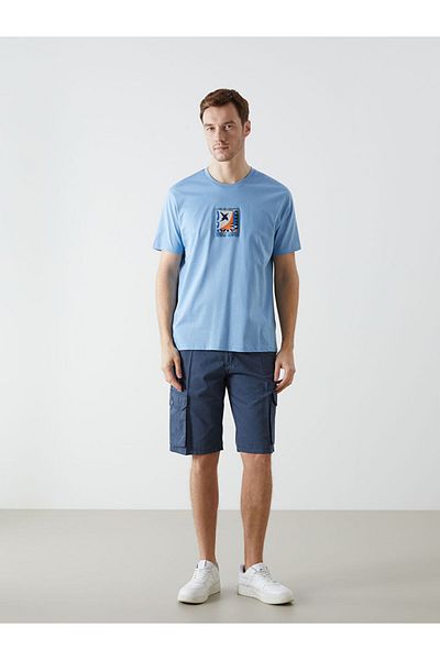LC Waikiki New Season Crew Neck Κοντό μανίκι εμπριμέ χτενισμένο βαμβακερό ανδρικό Tisort - S5H645Z8