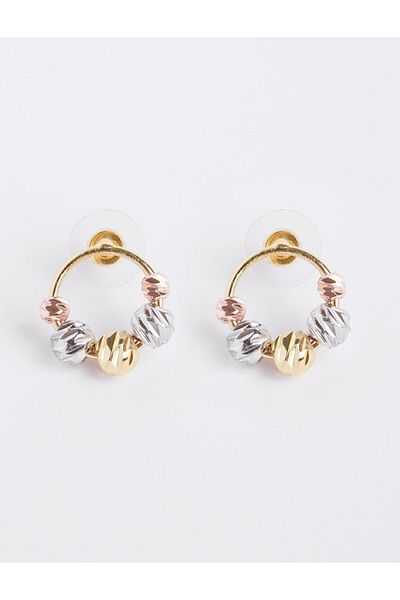 Jimmy Key Mixed Metal Ball Detailed Hoop Earrings