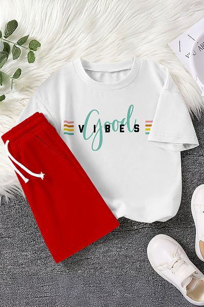 MYADA Set pentru copii din 2 piese cu imprimeu Premium Good Vibes 22435
