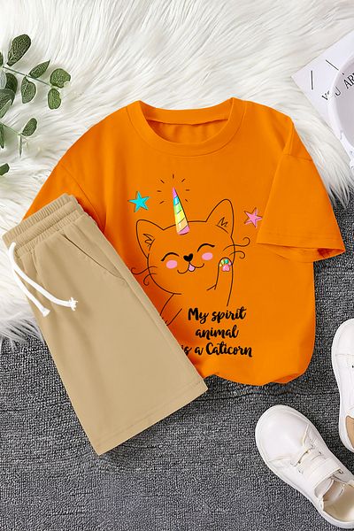 MYADA Premium Caticorn Animal Printed 2-Piece Children's Set 22436