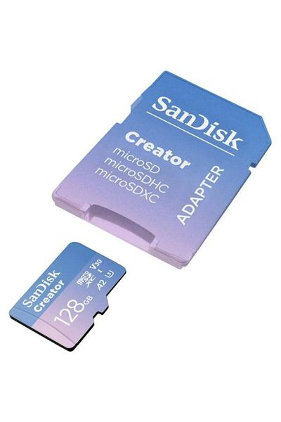 SanDisk Creator 128Gb 190/90Mb/S Microsdxc Uhs-I A2 V30 Memory Card with Adapter Sdsqxaa-128G-In6Ms
