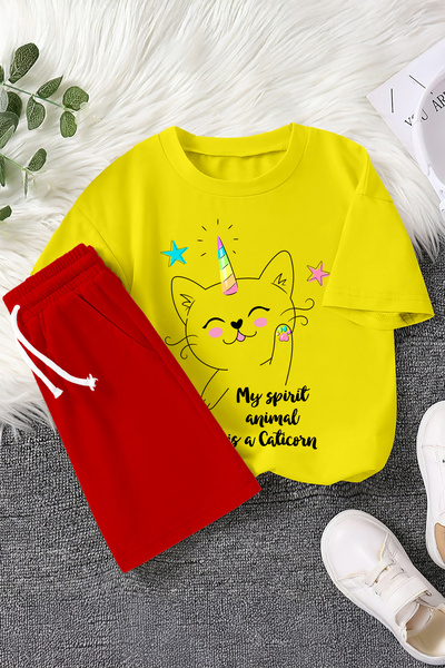 MYADA Premium Caticorn životinja Štampano 2-dijelni dečiji set 22436