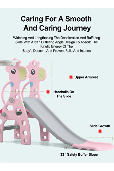 Ma Baby 4 in 1 Toddler Slide Swing Set, Includes Slide, Swing, Basketball Hoop, and Climber