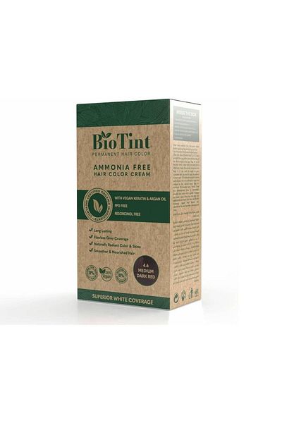 Biotint Permanent Hair Color (4.6 Medium Dark Red) , Ammonia Free Hair Colour Cream, Vegan