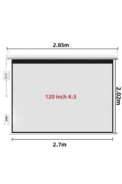 FlashHawk 120 Inch 4:3  Wall Mount Electric Projector Screen with Remote Control