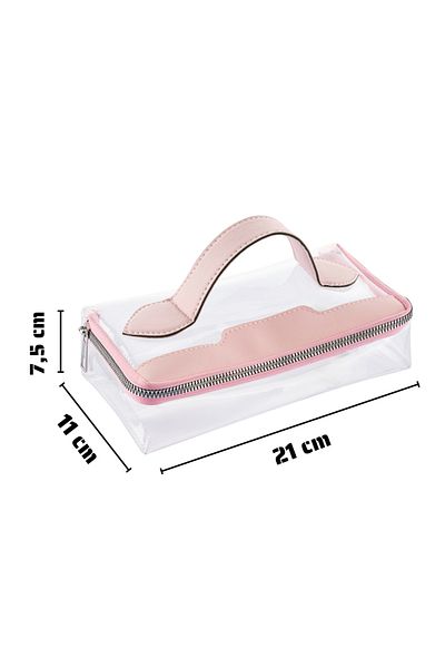 NS reliable Geantă de machiaj transparentă și funcțională Pink NS Clearstyle (21x11x7,5 cm)