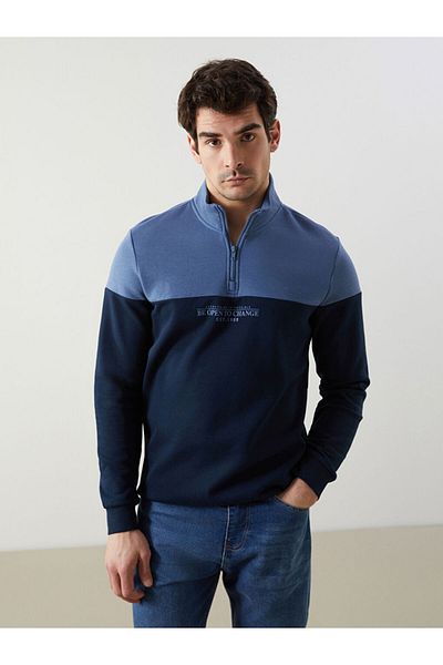 LC Waikiki New Season Stand Collar Long Sleeve Color Block Men's Sweatshirt - S5Lv25Z8