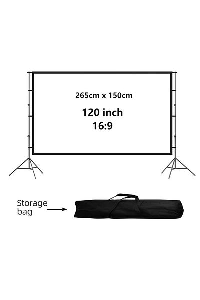 FlashHawk 120 inch 16:9 Outdoor and Indoor Portable Projector Screen with 2.6M High Tripod Stands