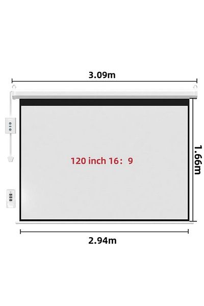 FlashHawk 120 Inch 16:9 Wall Mount Electric Projector Screen with Remote Control