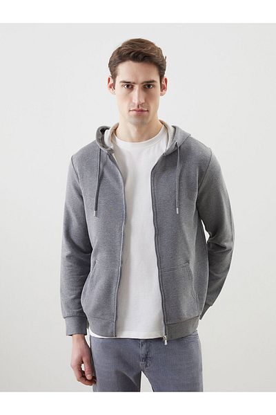 LC Waikiki Hooded Long Sleeve Men's Zippered Sweatshirt