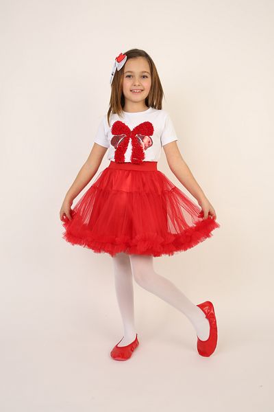 Dıgıl Kids Girl's April 23 Show Outfit Red Ribbon Suit