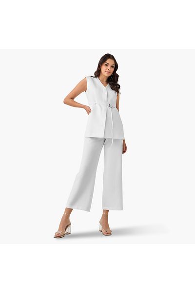 Iconic Sleeveless Jacket with Belt Detail