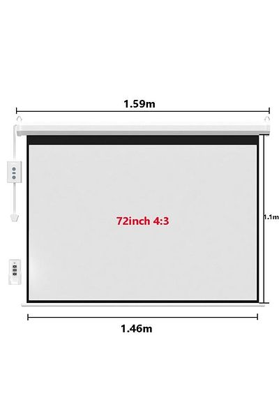 FlashHawk 72 Inch 4:3 Wall Mount Electric Projector Screen Motorized Projection Curtain with Remote Control