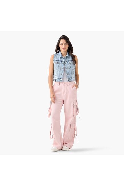 Lee Cooper جيليه جينز بدون أكمام مع ياقة وجيوب