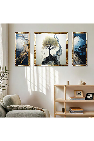 Zevahir Mobilya Dekorasyon Gold Aynalı Pleksi Çerçeveli Beyaz Arka Planlı Ağa...