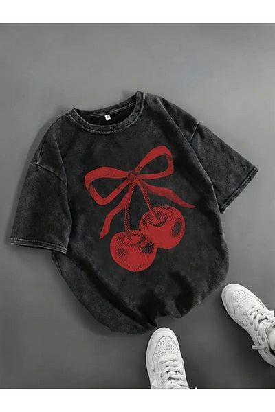 Touz Moda Κορδέλα Cherry Washed Oversize Vintage Tshirt