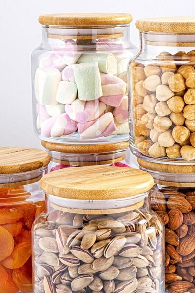 Bambum 12" Glass Storage Container - 800ml with Vacuum Bamboo Lid