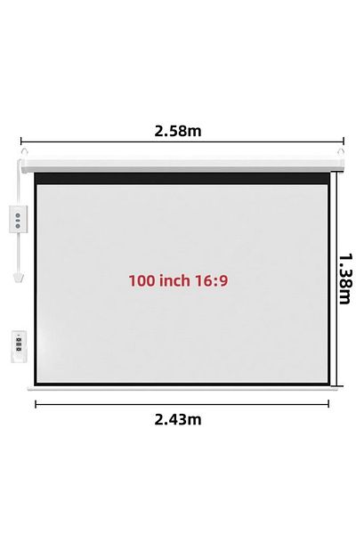 FlashHawk 100 Inch 16:9 Wall Mount Electric Projector Screen Motorized Projection Curtain with Remote Control
