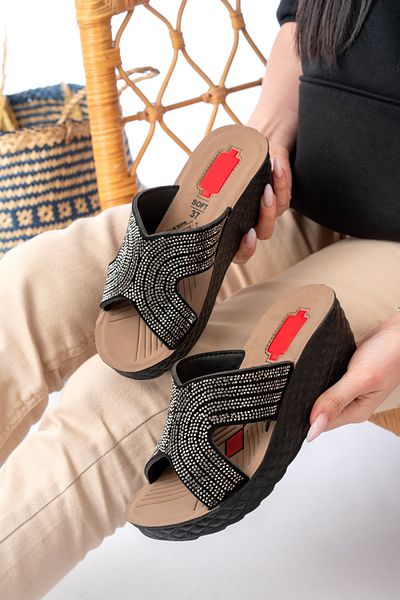 Slipcat Women's Stone Wedge Heel Slippers Orthopedic Daily Slippers Comfortable Stylish Heeled Slippers