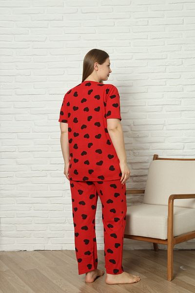 sleeproom Women's Short Collar Cotton Heart Printed Comfortable Pajama Set
