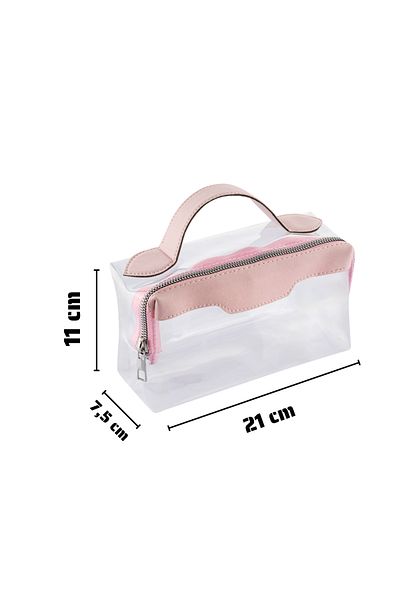 NS reliable Geantă de machiaj roz funcțională transparentă NS Clearstyle (21X7,5X11 CM)