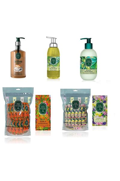 Eyüp Sabri Tuncer Gourmet Liquid Soap600Ml, Ayvalik Olive Flower Foam Soap500Ml, Lotion280Ml, Wet Wipes150 X 2