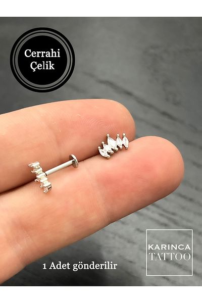 Karınca Piercing Stylish Tragus Piercing Flat Forward Helix Conch Ear Piercing with Elite Stone