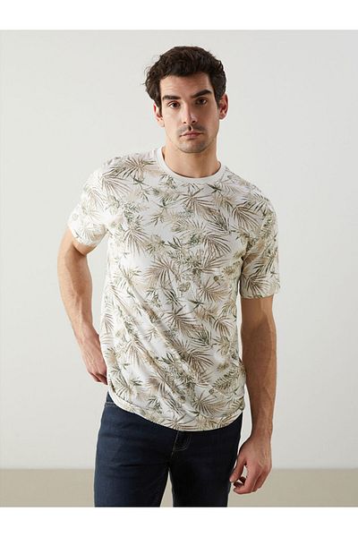 LC Waikiki New Season Crew Neck με μοτίβο με κοντό μανίκι Βαμβακερό ανδρικό μπλουζάκι - S5FA37Z8