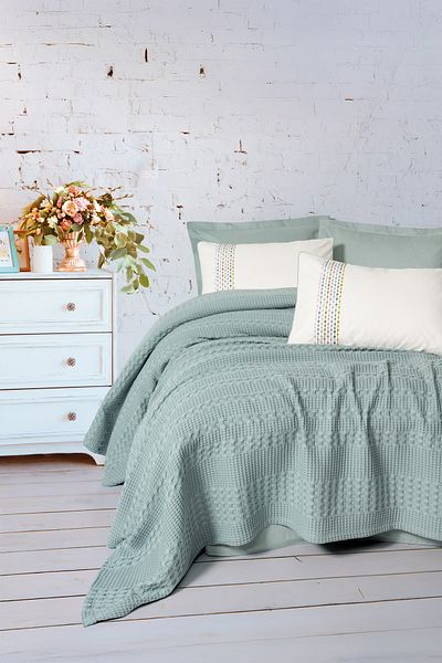 Cotton Box   Aura, set dublu piqué (Pebble Mint)