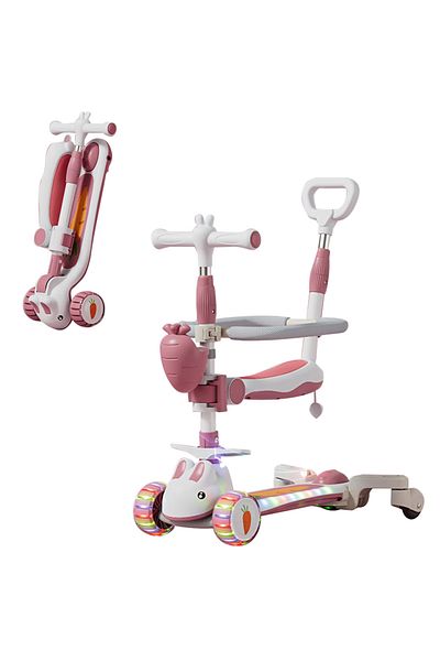 Ma Baby 6-in-1 Kick Scooter with Flashing Light Wheels, for 1-12 years Boys and Girls