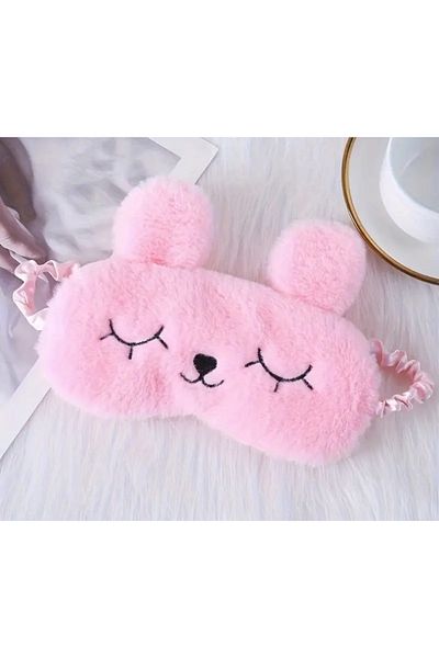 SS HOME CONCEPT Pink Plush Rabbit Ears Sleeping Glasses, Sleeping Eye Patch