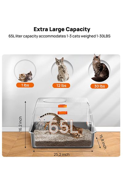 KidLe Large Cat Litter Box with Lid Metal Litter Pan Tray with High Wall Sides