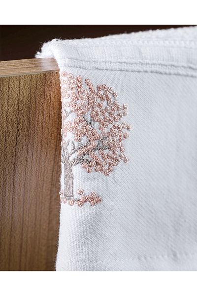 Madame Coco Orva Embroidered 100% Cotton 2-Piece Hand Towel - White - 30X45 cm