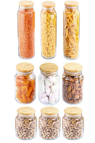 Bambum Glass Storage Container - 600Ml-800Ml-1300Ml Vacuum Bamboo Lid