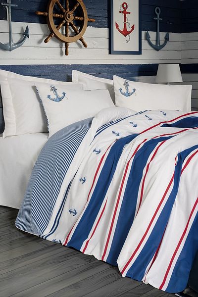Cotton Box Maritime Double Duvet Cover Set - Brine Ecru