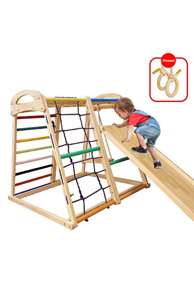 Ma Baby مجموعة ألعاب تسلق مونتيسوري خشبية 6 في 1 للعب الداخلي مع أرجوحة تسلق ...