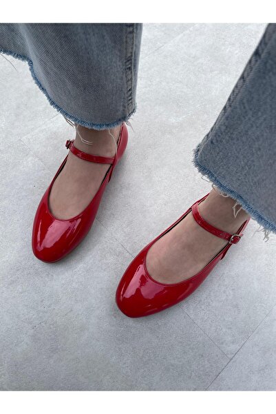 Elvinin Tarzı Lina Red Patent Leather Ballerinas